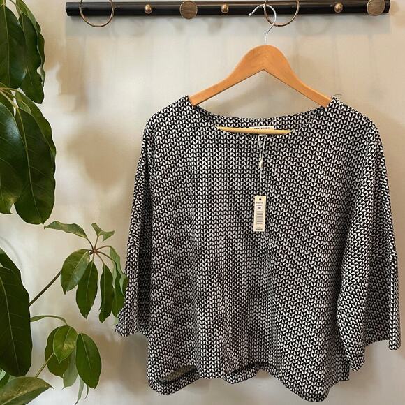 Max Studio London Blouse Medium | Geometric Print, Bell Sleeves NWT MSRP $240 - Picture 5 of 10